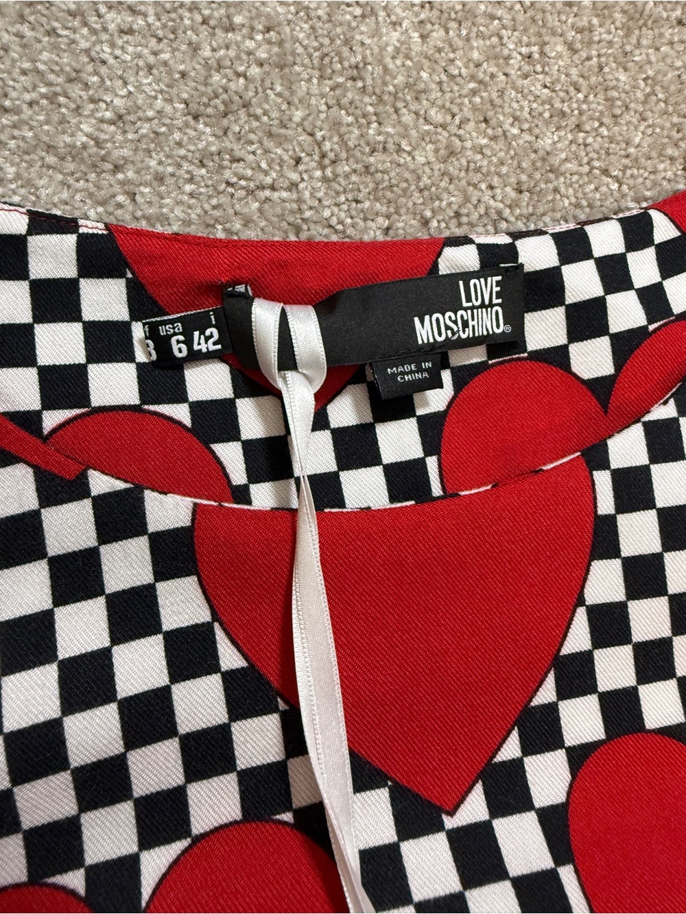 Love Moschino Heart Checkerboard Shift Dress | NWT | Pop Art Graphic | Size 6 - Picture 4 of 16